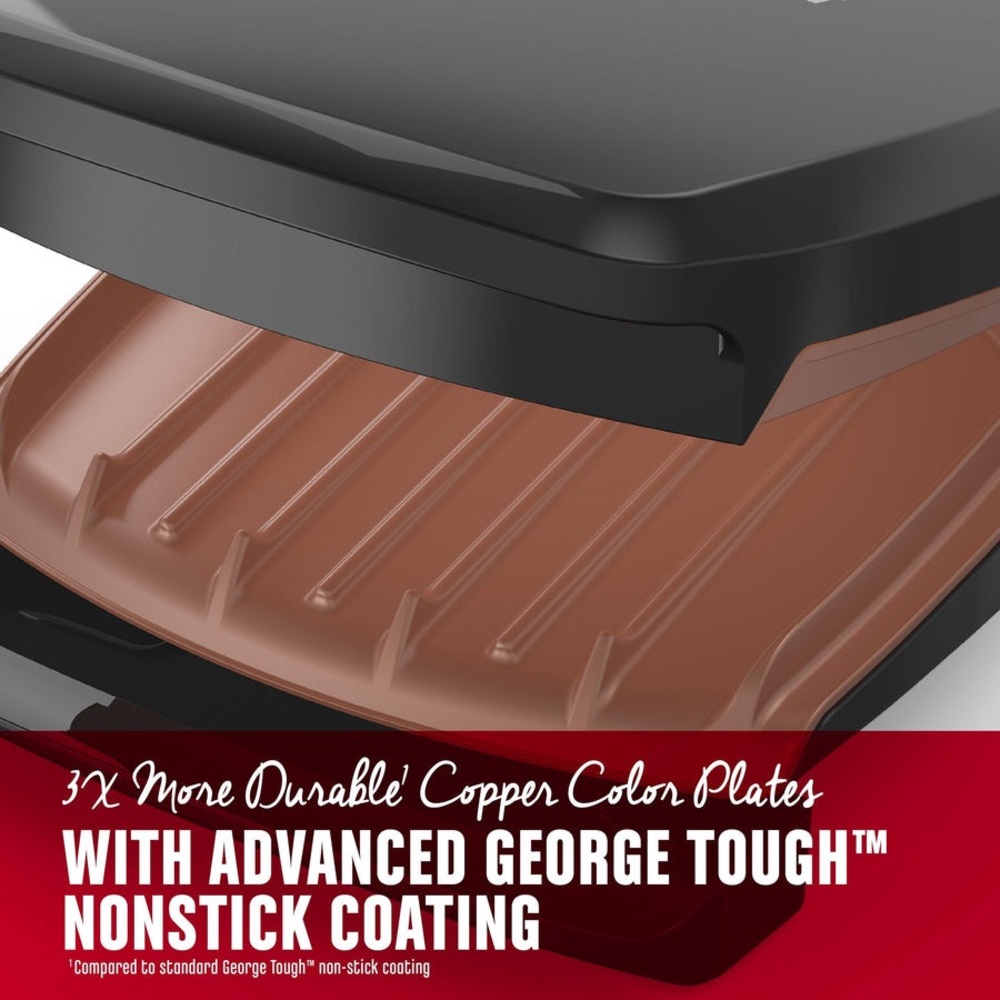 NIB George Foreman 2-Serving Copper Classic Plate Grill, Electric Indoor Grill - Picture 3 of 14